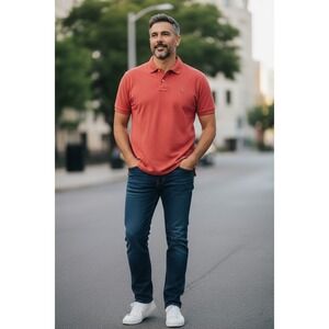 Polo Ralph Lauren Custom Slim Fit Coral Red Polo Shirt Mens‎ Large